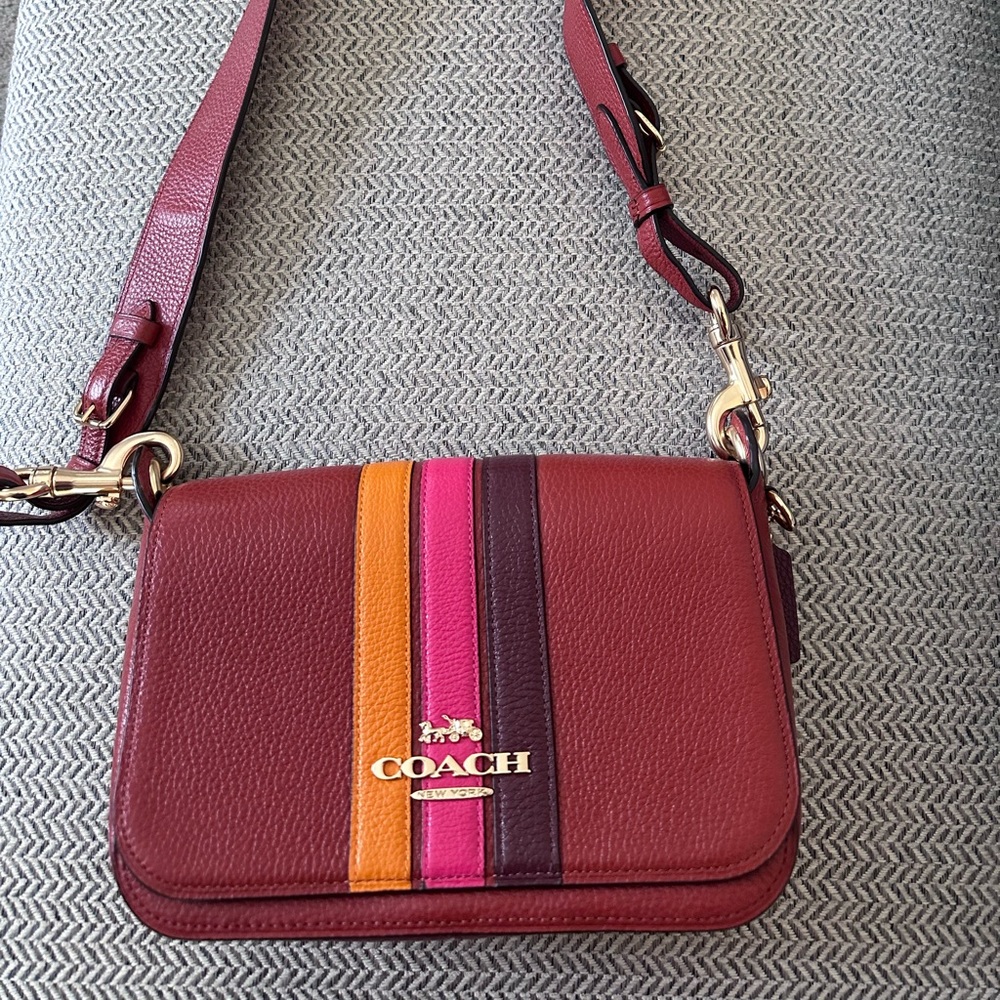 Coach Crossbody Bag with Colorful Stripes